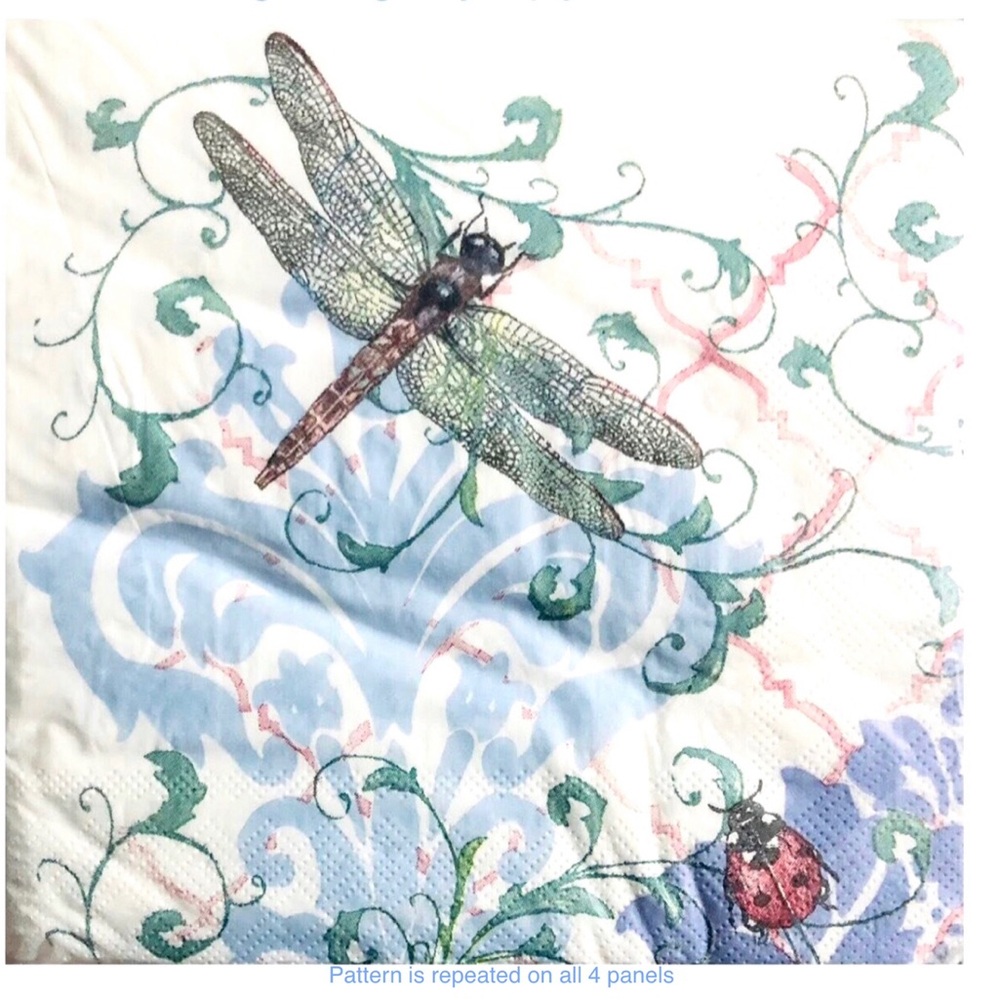 Two (2) Individual DIY Decoupage Luncheon Napkin: Lenox Dragonfly